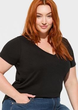 Plus Size - Torrid Curve Body T-Shirt Lightly Lined Lace Straight